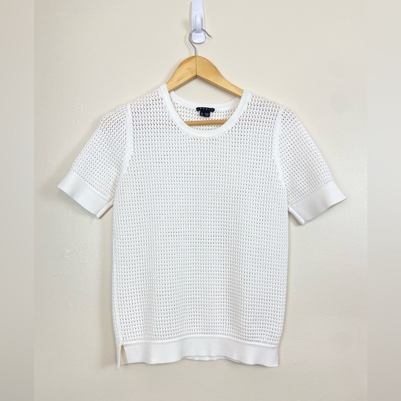 THEORY MESH POINTELLE HEAVY KNIT SHORT SLEEVE BLOUSE TOP - Picture 1 of 7